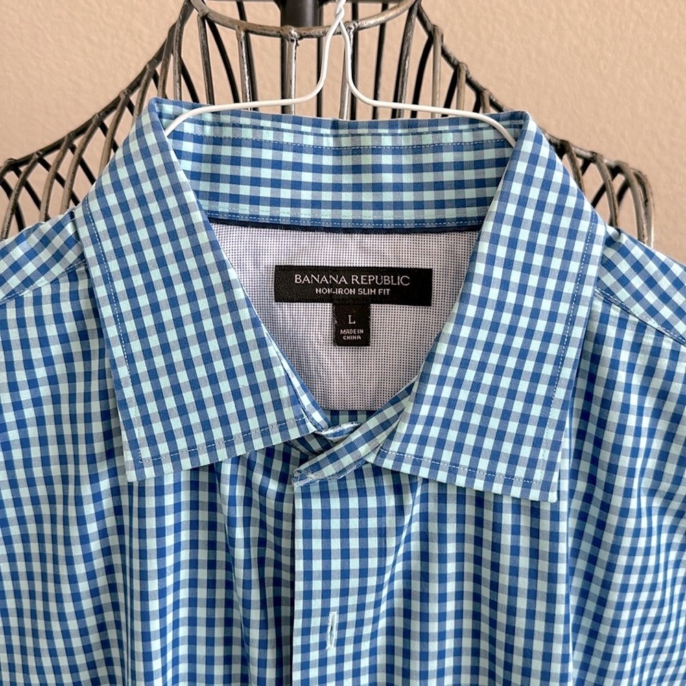 Banana Republic | Aqua Gingham Button Down - Picture 2 of 5